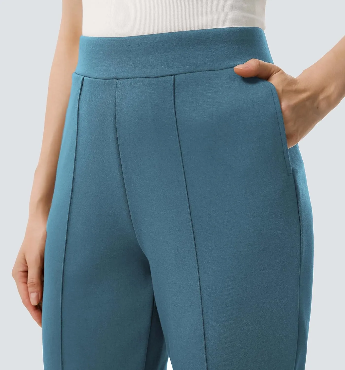 AFITNE Womens High Waisted Dress Casual Pants Stretchy Pull On Work Business Slacks Comfy Office Trousers with Pockets