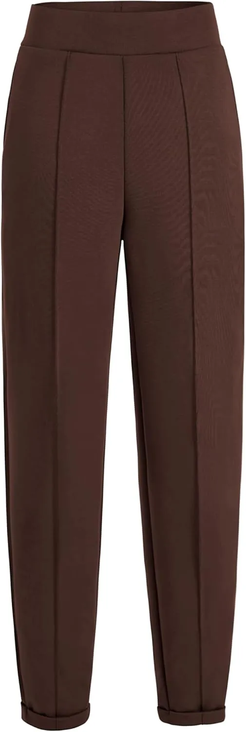 AFITNE Womens High Waisted Dress Casual Pants Stretchy Pull On Work Business Slacks Comfy Office Trousers with Pockets