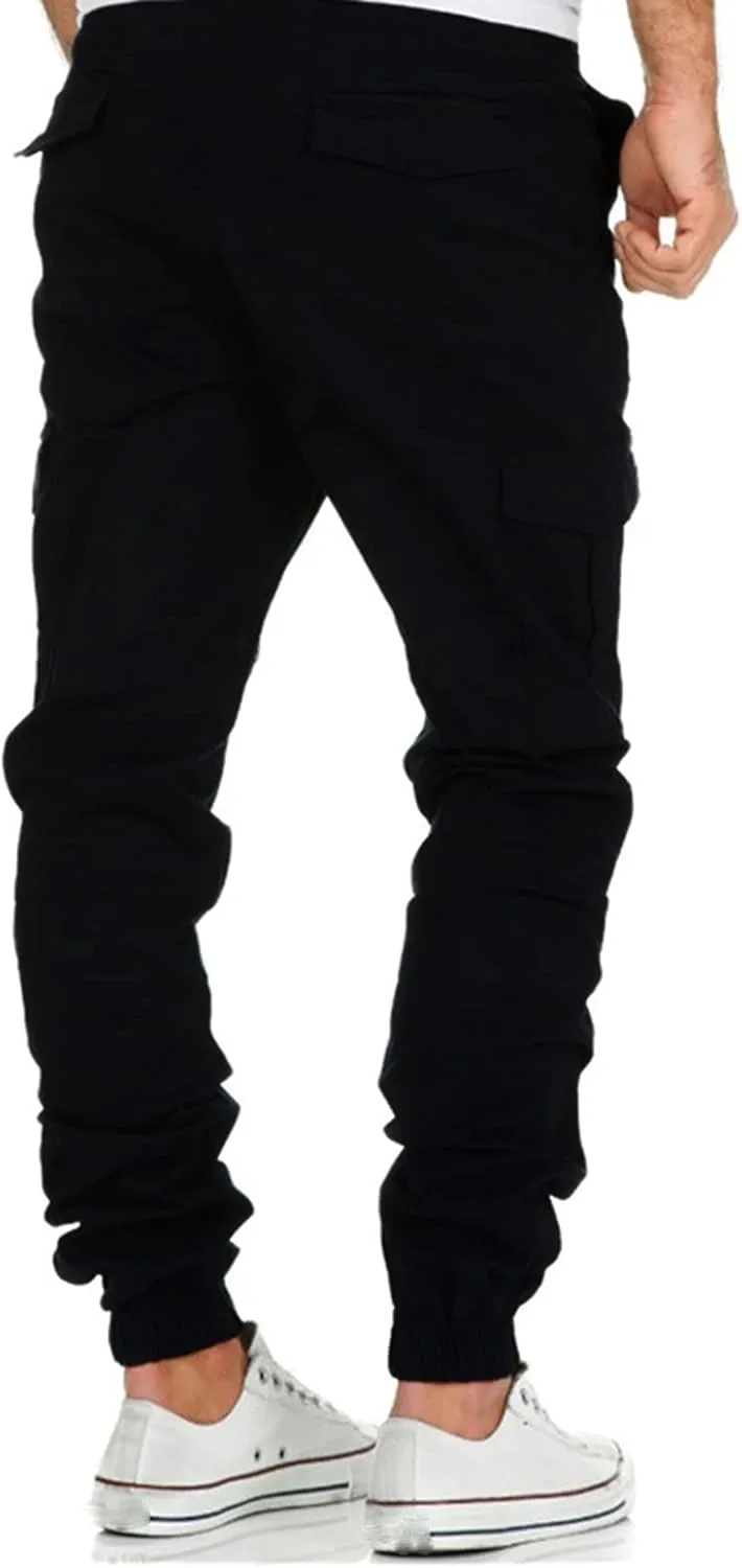 Cargo Sweatpants for Men Big and Tall Trousers Pockets Sweatpants Workout Sports Pant Men's Cargo Pants Elastic Waist