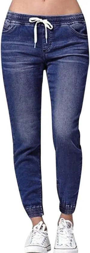 Denim Autumn Loose Cropped Elastic Women Jeans Drawstring Casual Plus Plus Women's Jeans Woman Jeans Tall
