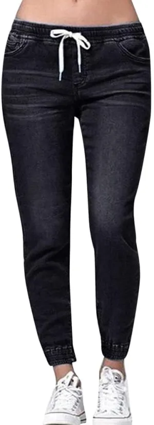 Denim Autumn Loose Cropped Elastic Women Jeans Drawstring Casual Plus Plus Women's Jeans Woman Jeans Tall