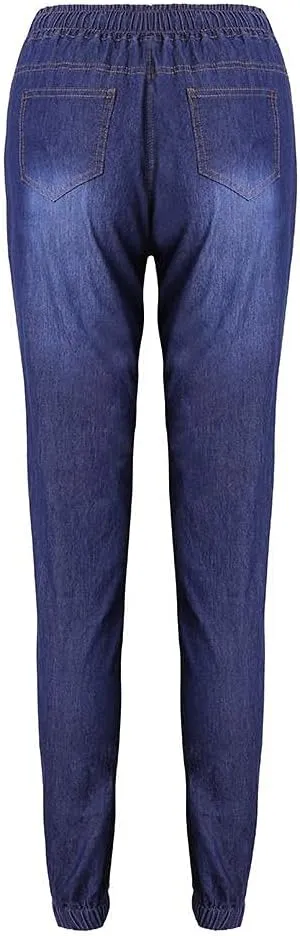 Denim Autumn Loose Cropped Elastic Women Jeans Drawstring Casual Plus Plus Women's Jeans Woman Jeans Tall