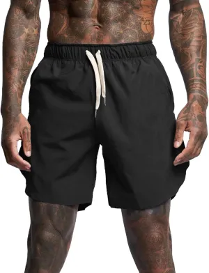 Gym Shorts Men, Men's Running Athletic Shorts 7" Workout Lightweight Elastic Waist Quick Dry Basketball Shorts with Pocket