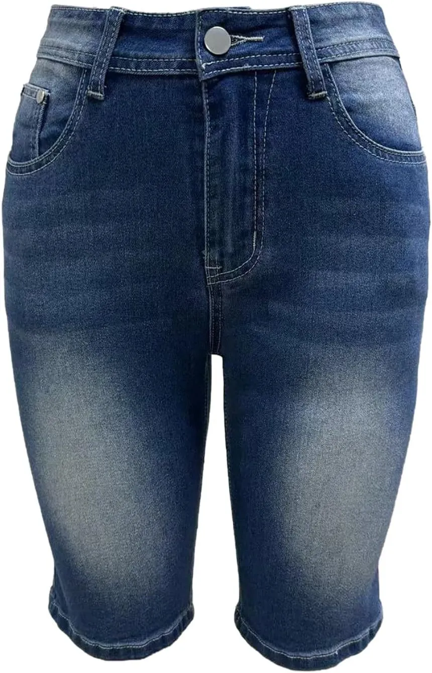 Jeans Shorts Women High Waisted Plus Size Denim Shorts Wide Leg Cowgirl Shorts Sexy Springy Soft Western Jeans Shorts