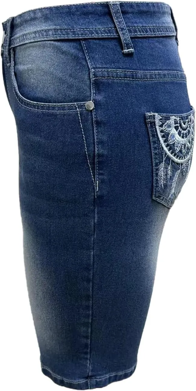 Jeans Shorts Women High Waisted Plus Size Denim Shorts Wide Leg Cowgirl Shorts Sexy Springy Soft Western Jeans Shorts