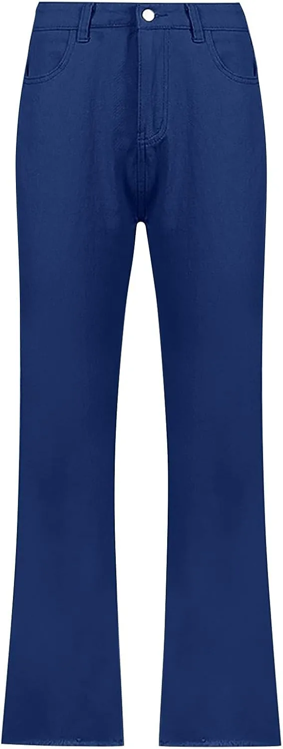 Khaki Flare Pants for Women Bell Bottom Jeans for Women High Waisted Stretch Flare Pants 5 Button Skinny Cut Jean