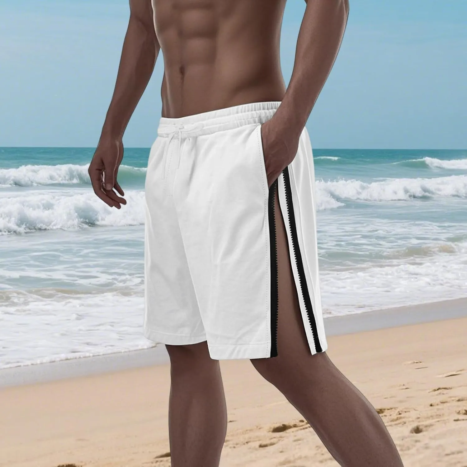 Men Athletic Running Shorts Lightweight Gym Workout Side Split Shorts Athletic Quick Dry Sports Shorts with Pockets