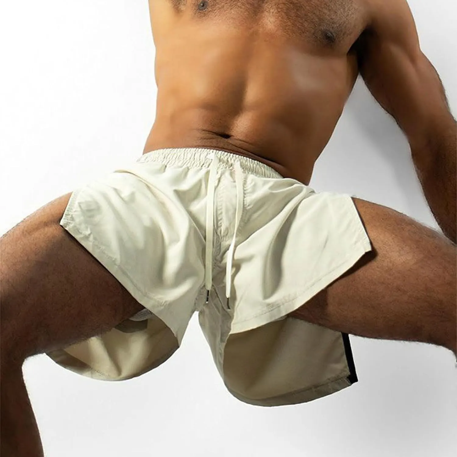 Men Athletic Running Shorts Lightweight Gym Workout Side Split Shorts Athletic Quick Dry Sports Shorts with Pockets
