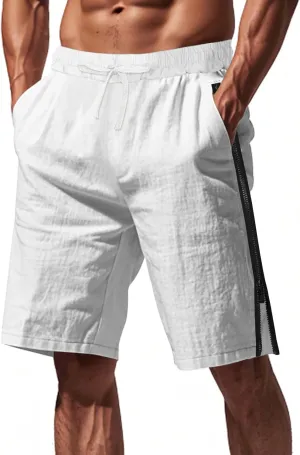 Men Athletic Running Shorts Lightweight Gym Workout Side Split Shorts Athletic Quick Dry Sports Shorts with Pockets