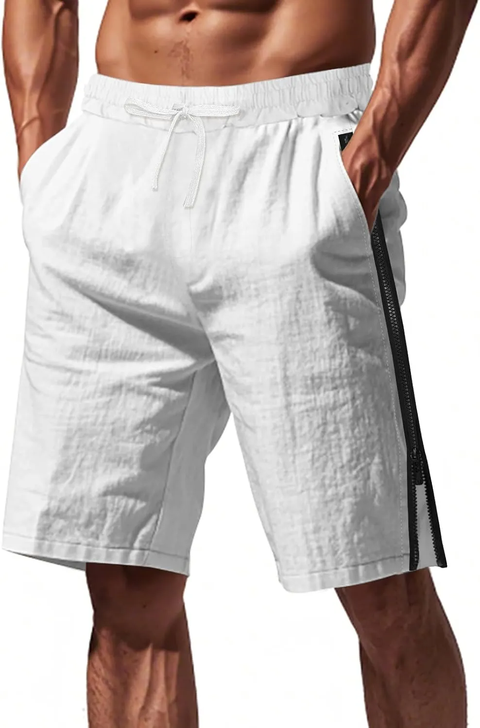 Men Athletic Running Shorts Lightweight Gym Workout Side Split Shorts Athletic Quick Dry Sports Shorts with Pockets
