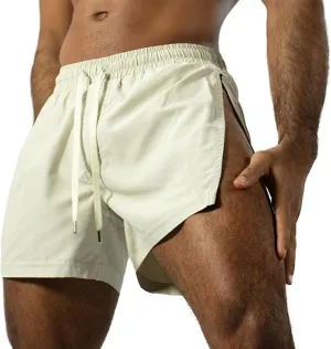 Men Athletic Running Shorts Lightweight Gym Workout Side Split Shorts Athletic Quick Dry Sports Shorts with Pockets