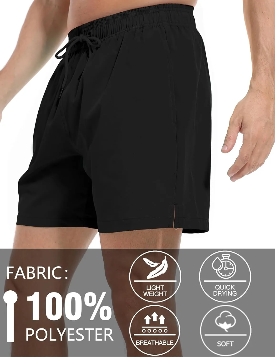 Men's Gym Shorts 5 Inch Lightweight Athletic Quick Dry Workout 2 in 1 Shorts Mesh Running Athletic Shorts Hiking