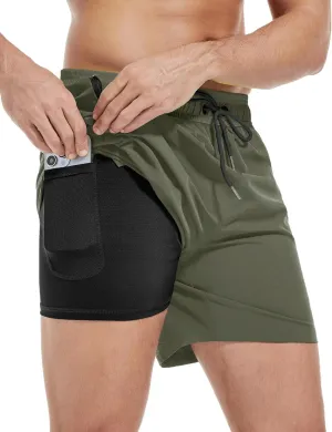Men's Gym Shorts 5 Inch Lightweight Athletic Quick Dry Workout 2 in 1 Shorts Mesh Running Athletic Shorts Hiking