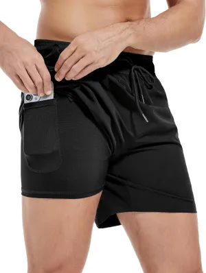 Men's Gym Shorts 5 Inch Lightweight Athletic Quick Dry Workout 2 in 1 Shorts Mesh Running Athletic Shorts Hiking