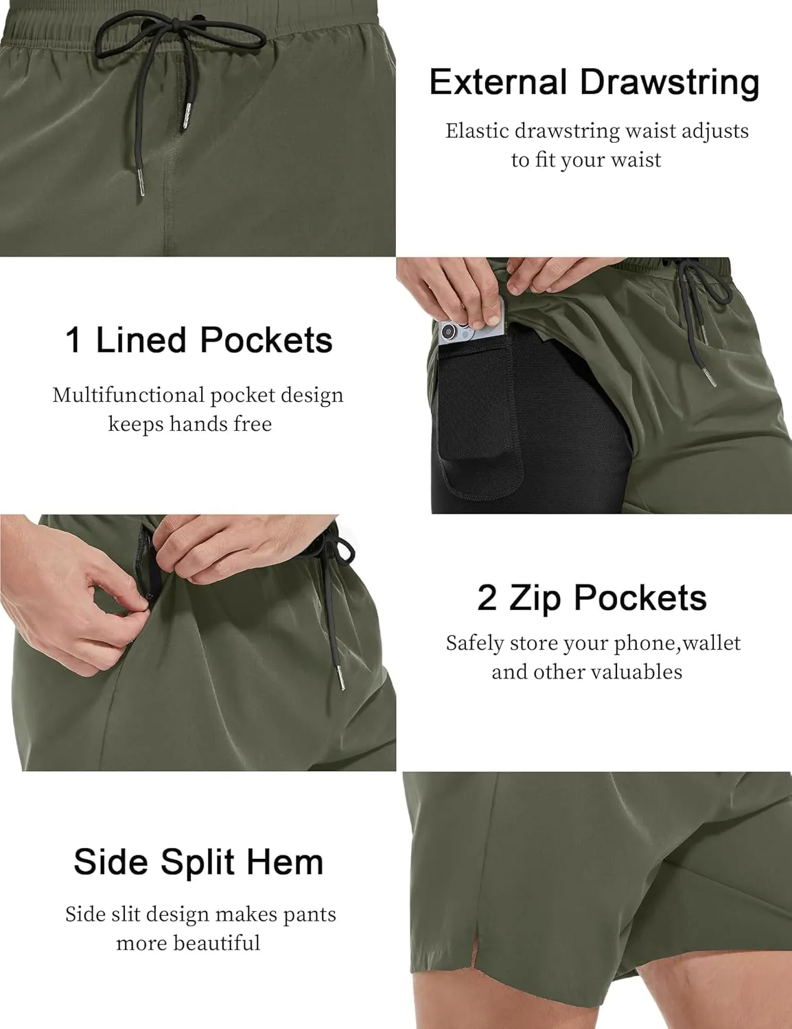 Men's Gym Shorts 5 Inch Lightweight Athletic Quick Dry Workout 2 in 1 Shorts Mesh Running Athletic Shorts Hiking