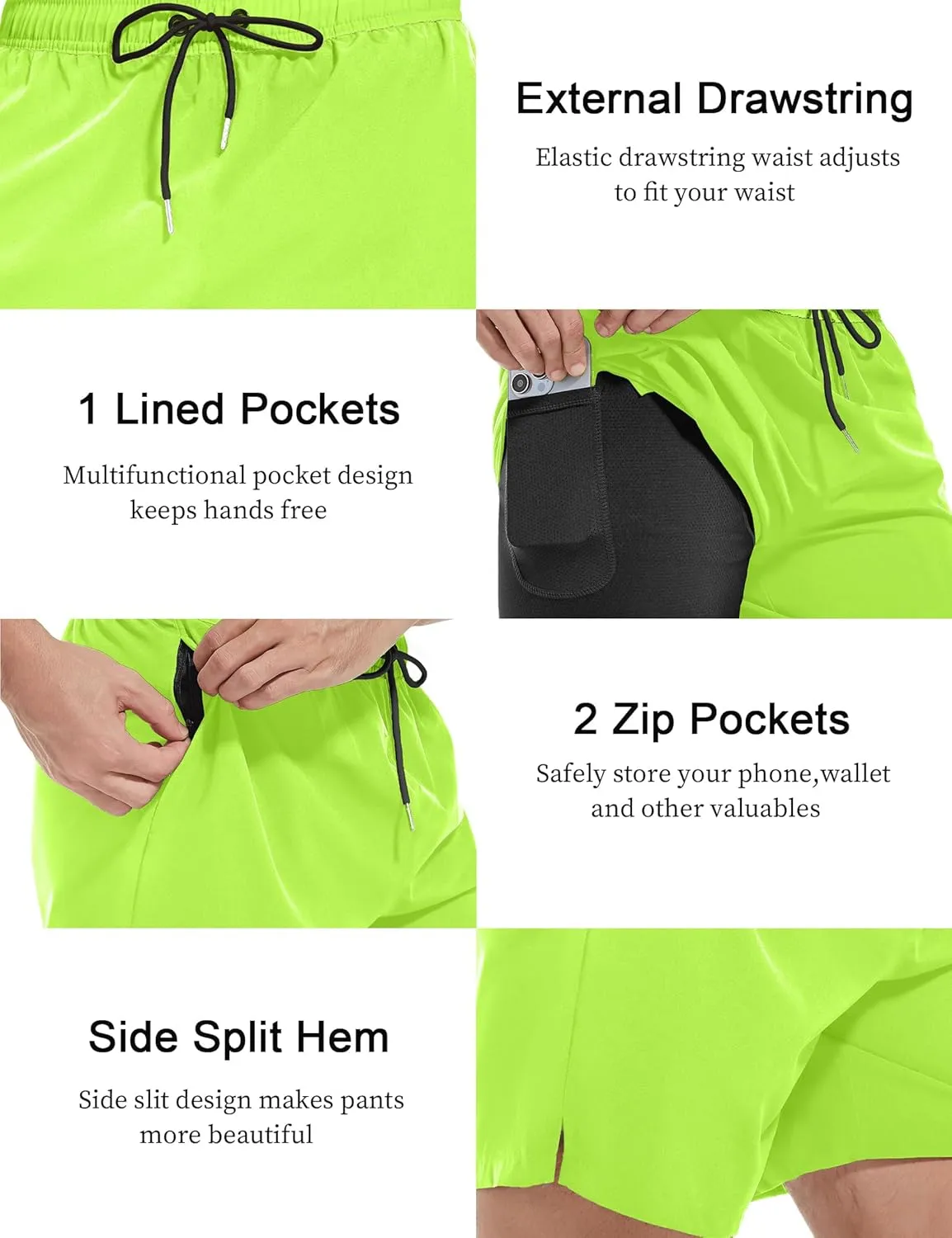Men's Gym Shorts 5 Inch Lightweight Athletic Quick Dry Workout 2 in 1 Shorts Mesh Running Athletic Shorts Hiking