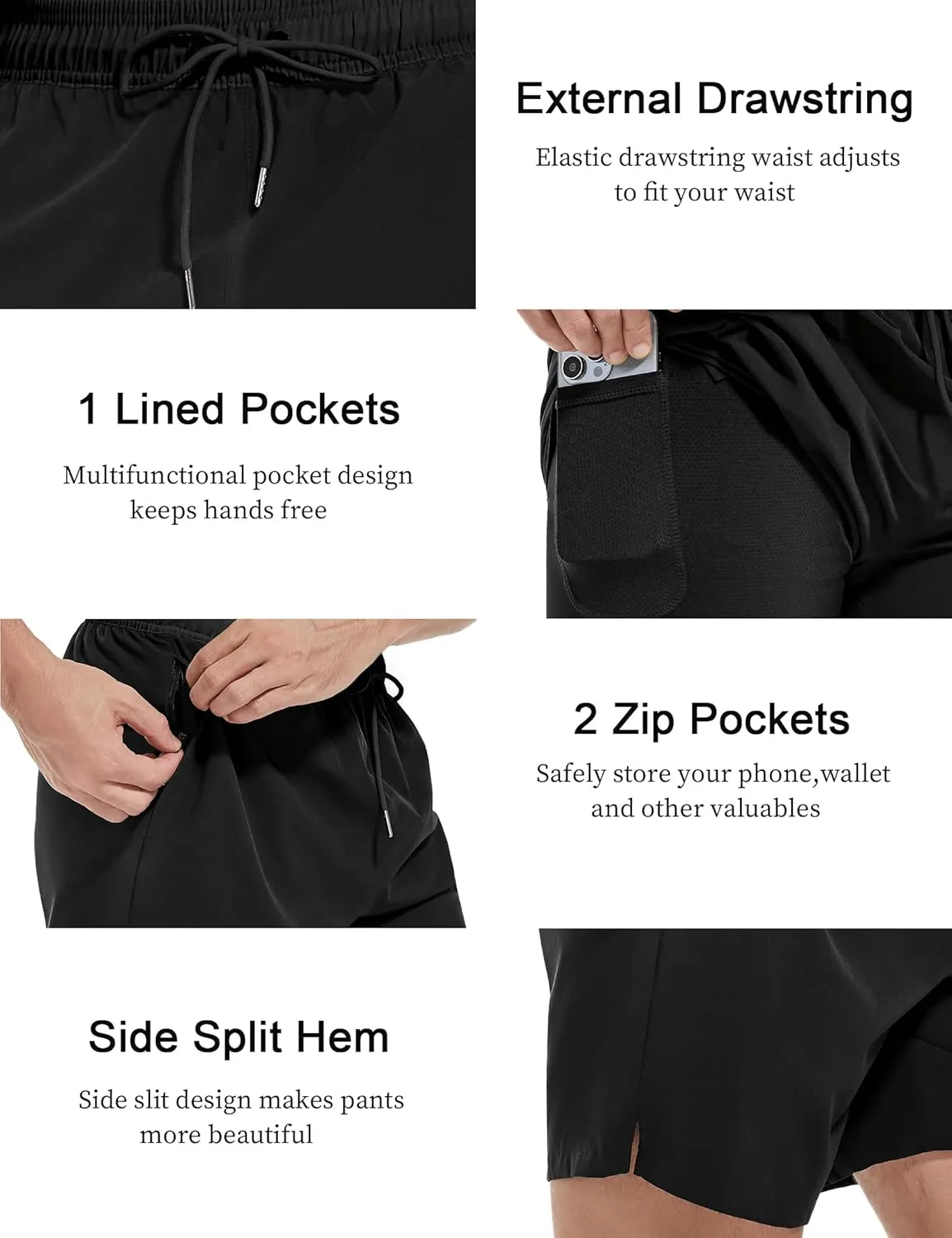 Men's Gym Shorts 5 Inch Lightweight Athletic Quick Dry Workout 2 in 1 Shorts Mesh Running Athletic Shorts Hiking
