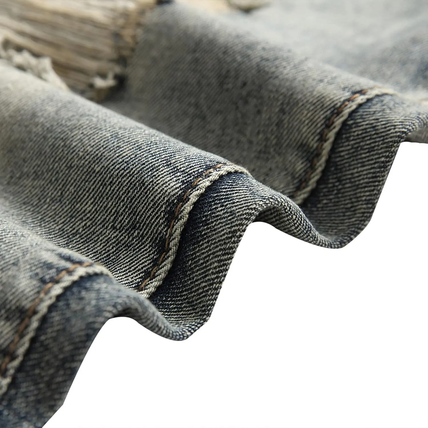 Muscularfit Men's Jean Shorts Distressed Straight Fit Ripped Denim Shorts with Broken Hole Causal Summer Work Linen Shorts