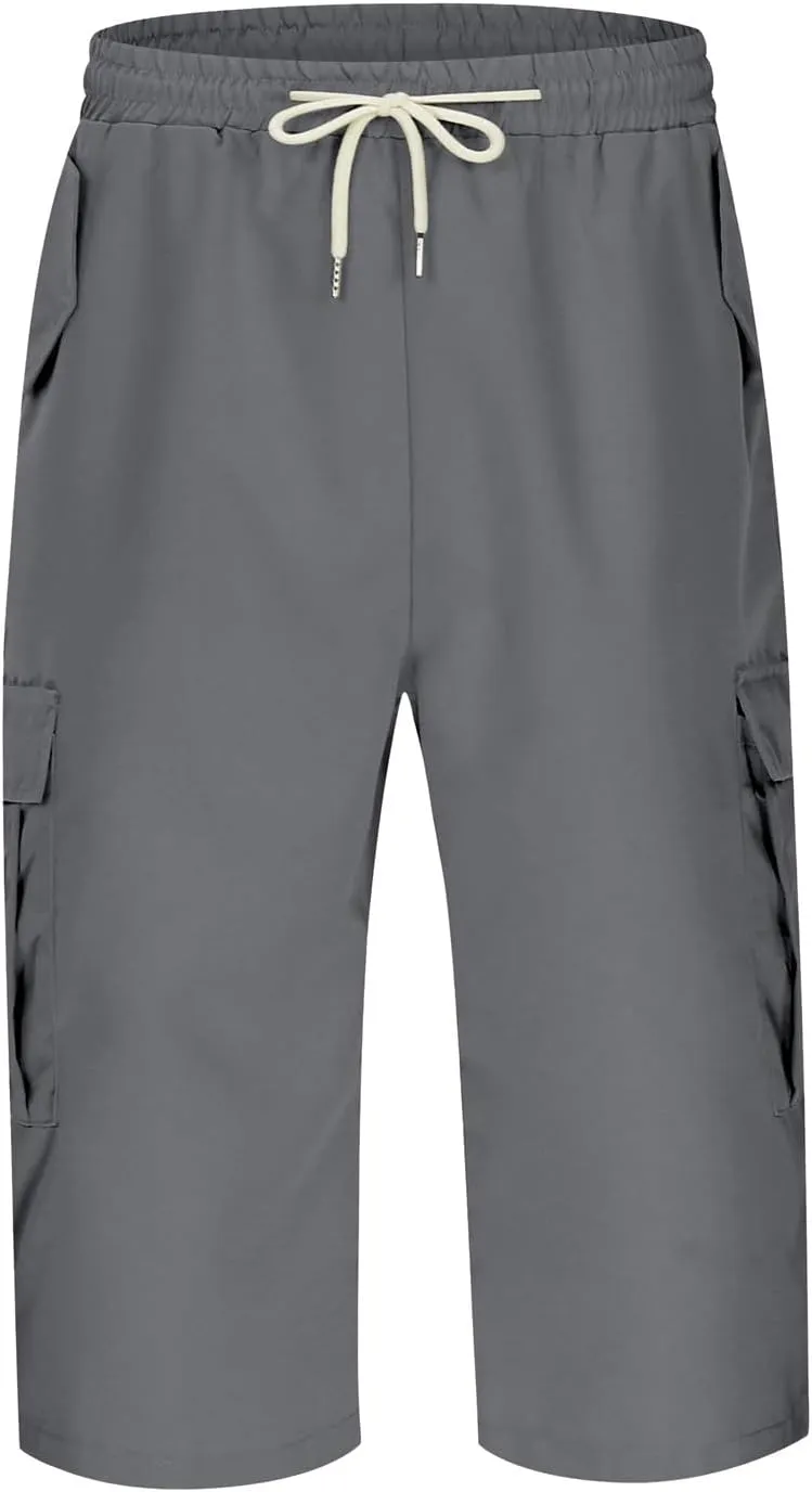 Shorts for Men 2025 Summer Casual Breathable Solid Color Elastic High Waist Pocket Mens Cargo Shorts