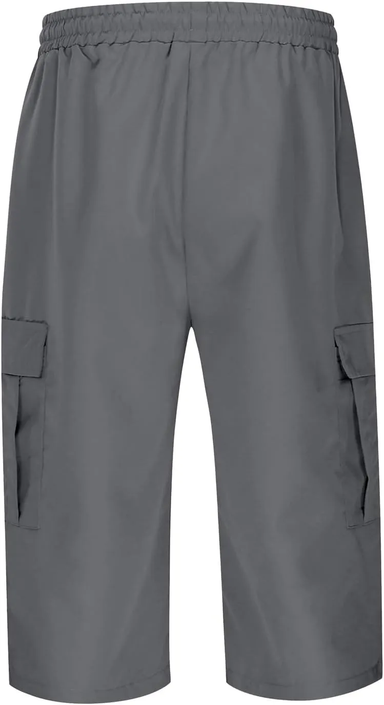 Shorts for Men 2025 Summer Casual Breathable Solid Color Elastic High Waist Pocket Mens Cargo Shorts