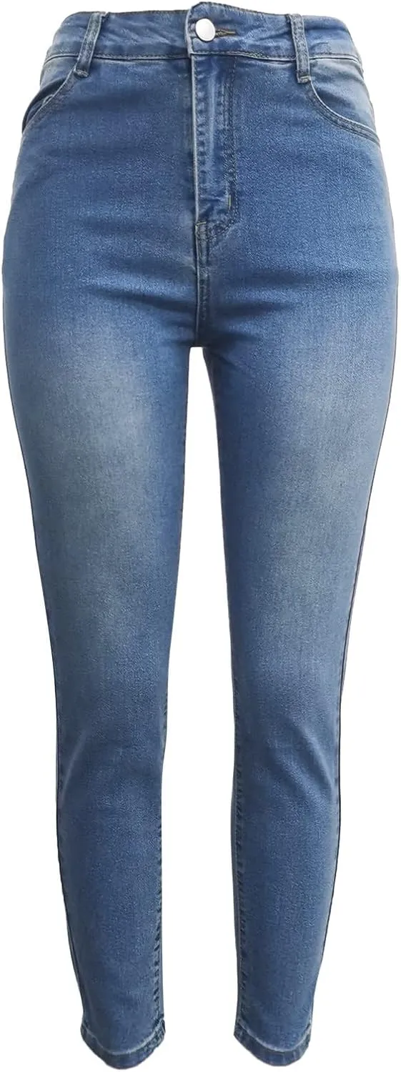 Womens Classic Skinny Jeans Ripped Distressed High Rise Pull On Skinny Leg Slimming Fitted Denim Ankle Jeans Pants