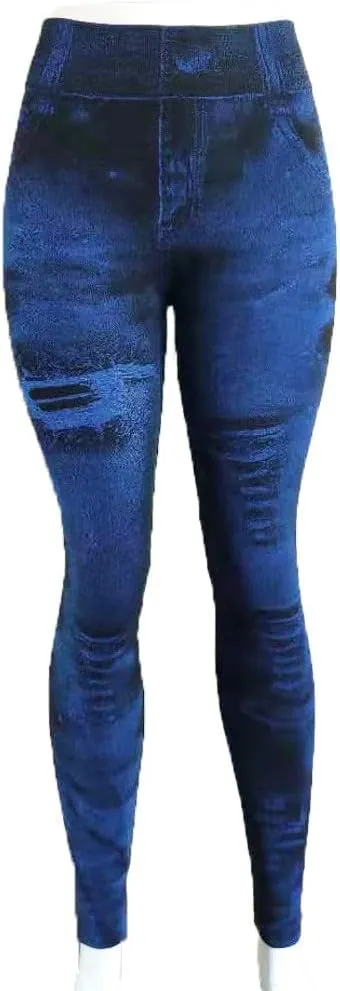 Women's High Waist Skinny Ripped Jeans Tie Dye High-Rise Distressed Denim Pants Stretchy Butt Lift Denim Leggings