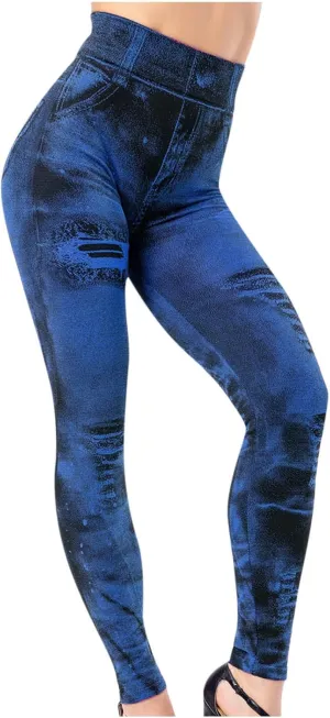 Women's High Waist Skinny Ripped Jeans Tie Dye High-Rise Distressed Denim Pants Stretchy Butt Lift Denim Leggings