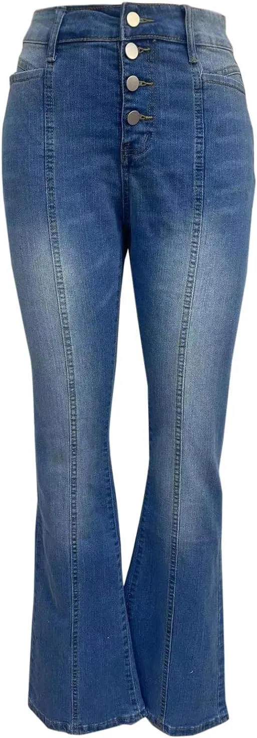 Womens Jeans Low Waist Retro Straight Leg Jeans Flap Pocket Boot Cut Denim Pants Sexy Ribcage Bell Bottom Jeans