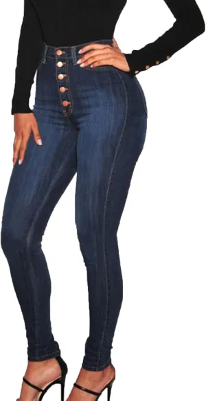 WUAI-Women Stretch Pull-On Skinny Jeans Jeggings Butt Lift High Waisted Totally Shaping Skinny Leg Denim Jeans
